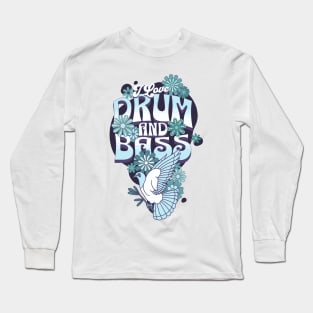 DRUM AND BASS - I Love Retro Bird (blue/eggplant) Long Sleeve T-Shirt
